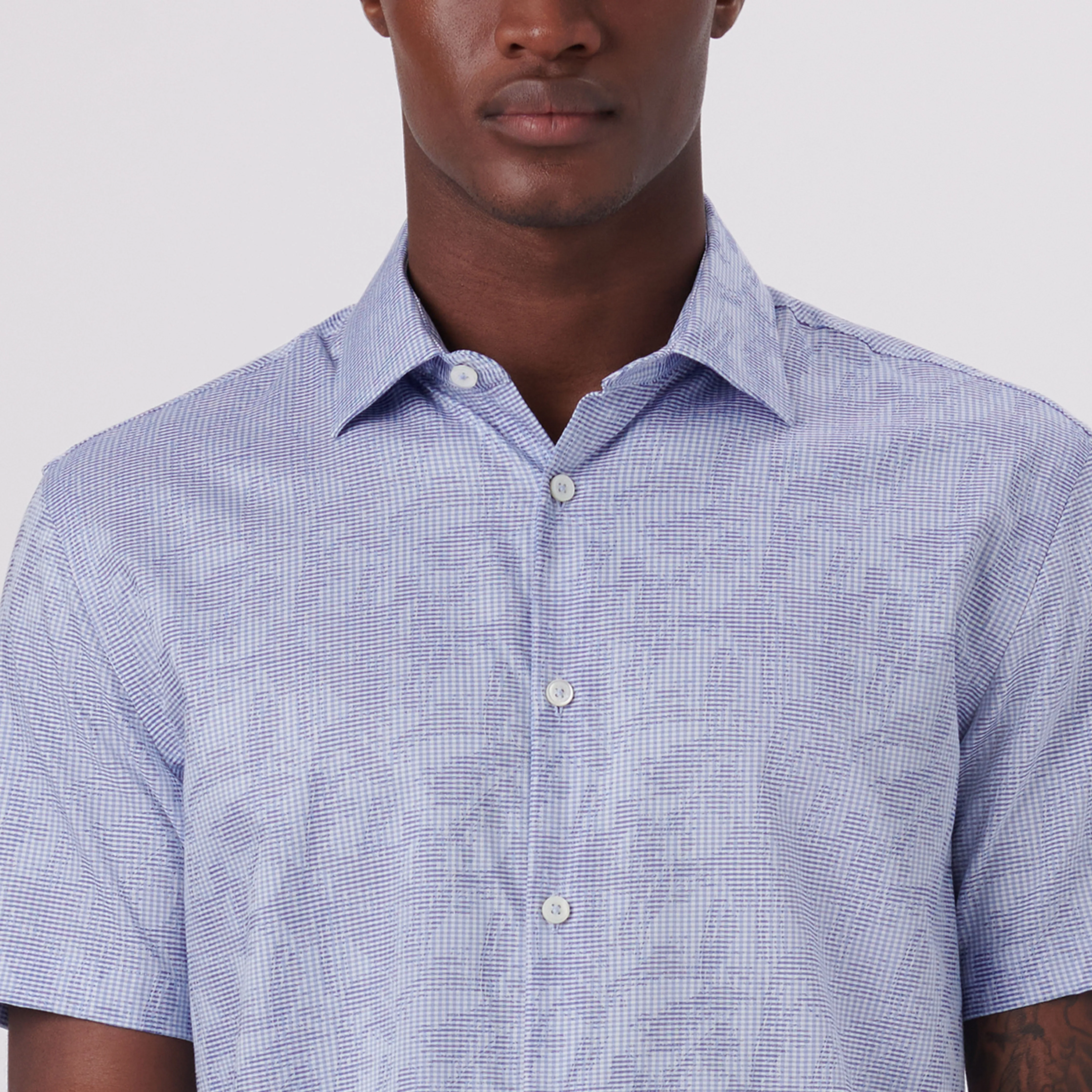 Orson Pin Check Print Short Sleeve Shirt