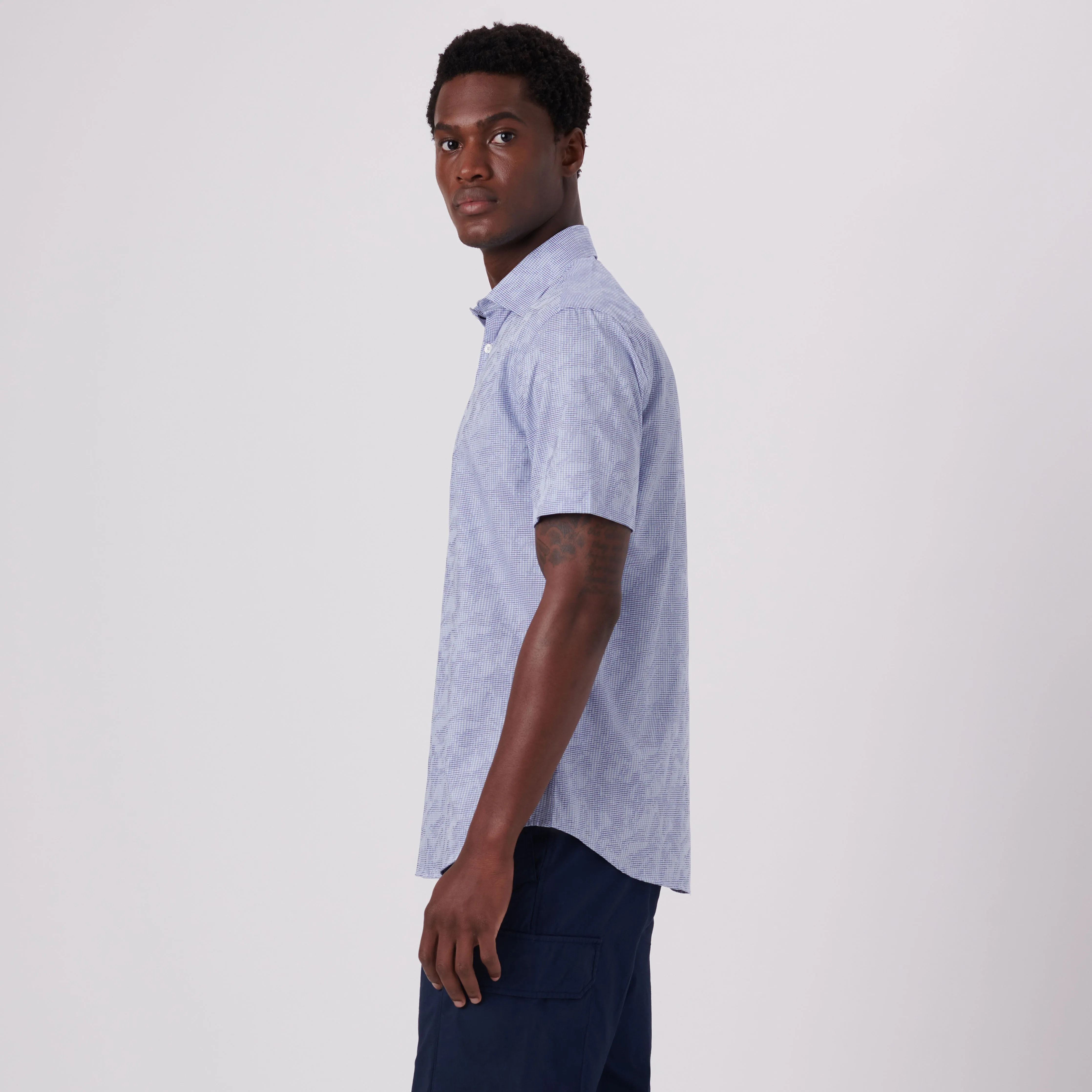Orson Pin Check Print Short Sleeve Shirt