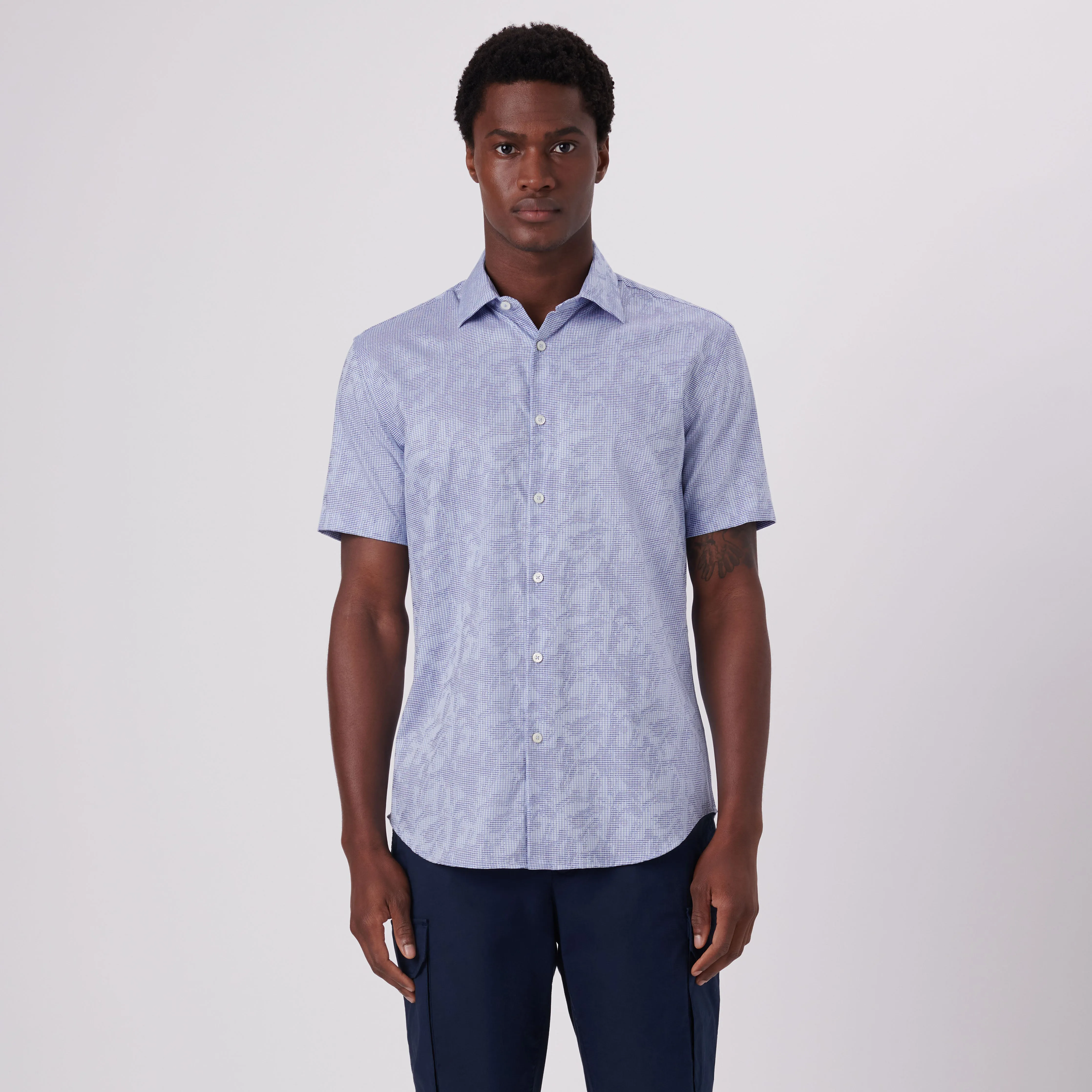 Orson Pin Check Print Short Sleeve Shirt