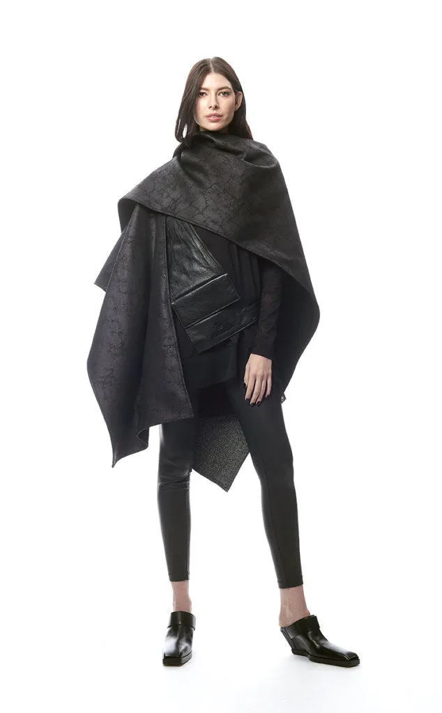 Padova Poncho Nero Crackle   Menswear Chevron Stripe