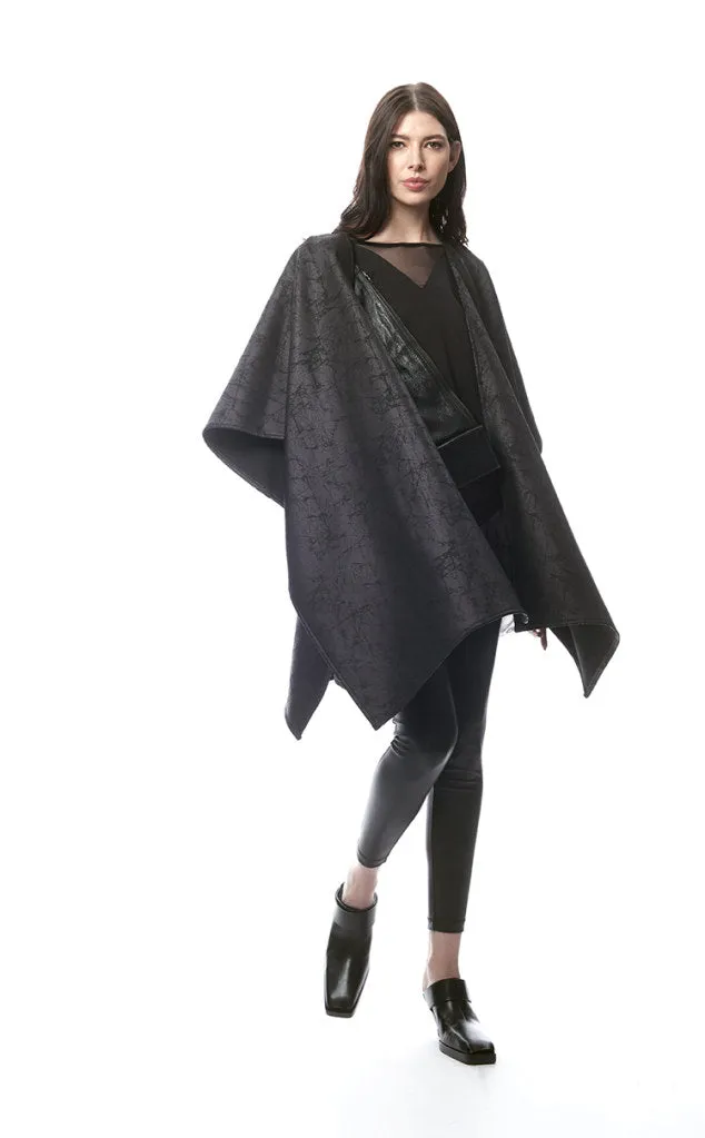Padova Poncho Nero Crackle   Menswear Chevron Stripe