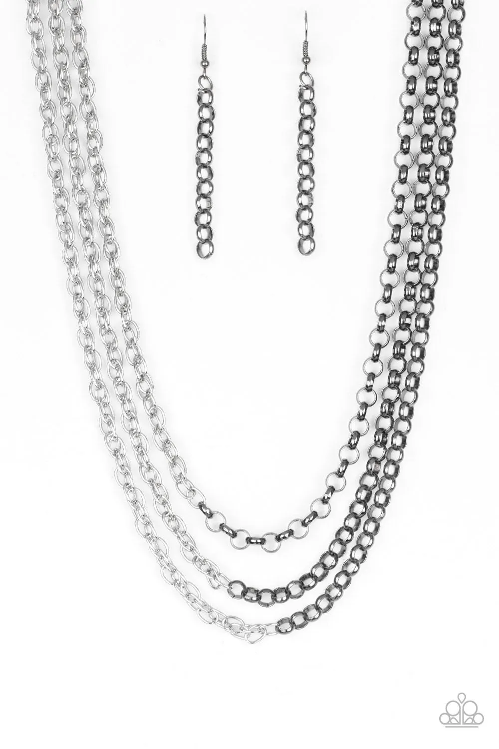 Paparazzi Metro Madness - Black and Silver Necklace