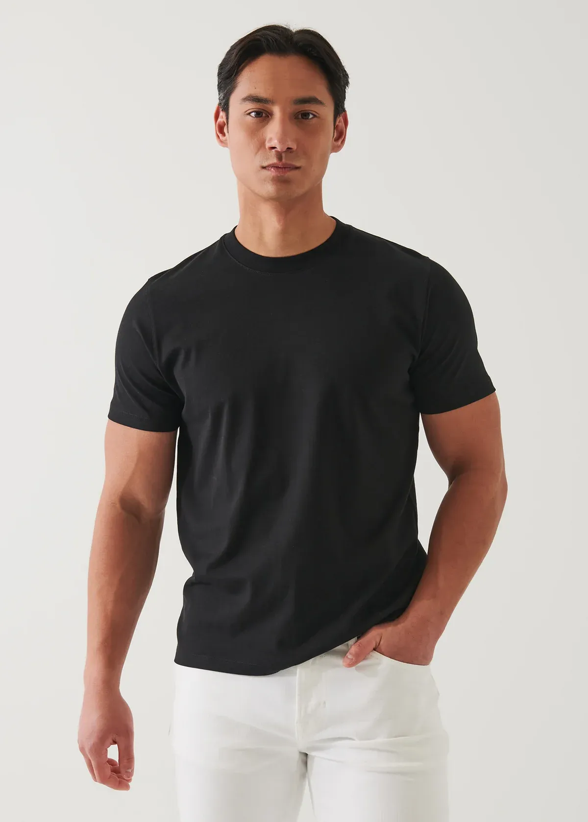 Patrick Assaraf Crew Knit T-Shirt- Black