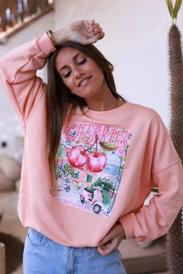 Peach Cherry Vacation Sweater