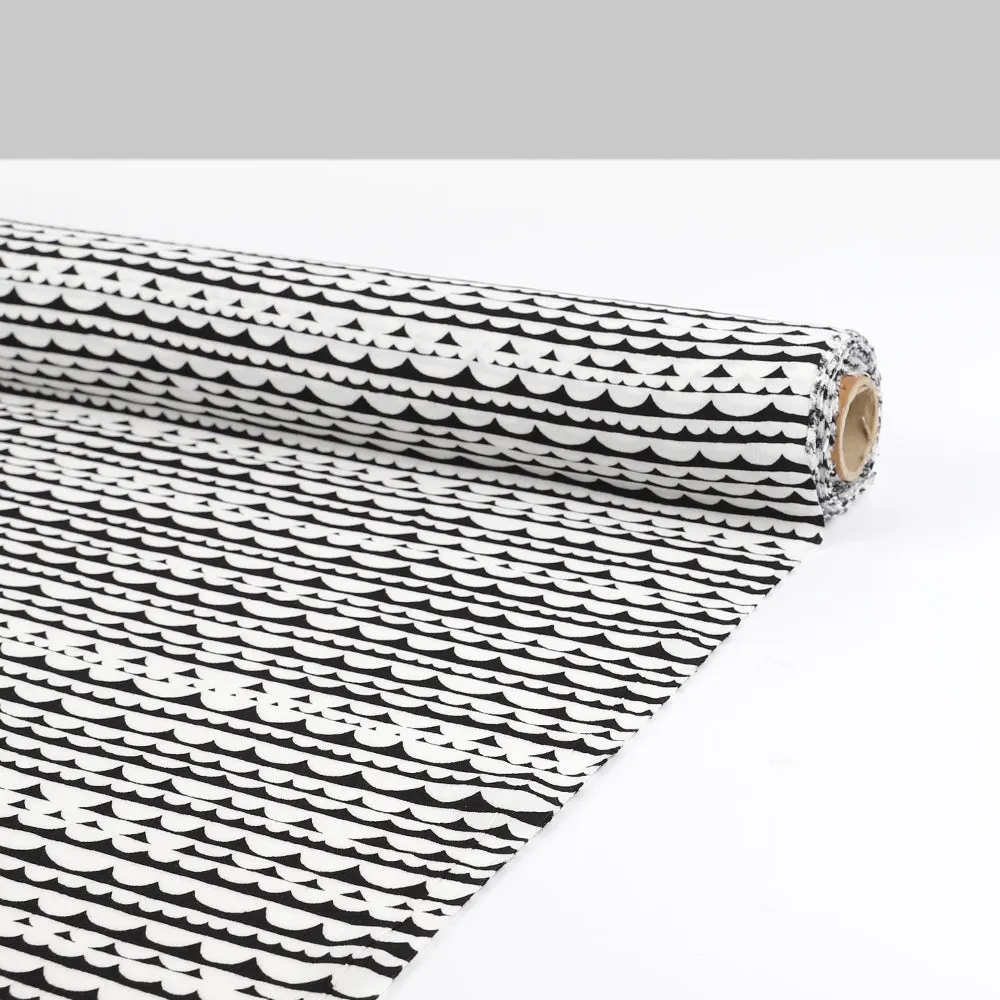Pelta Stripe Viscose Crepe - Black / White