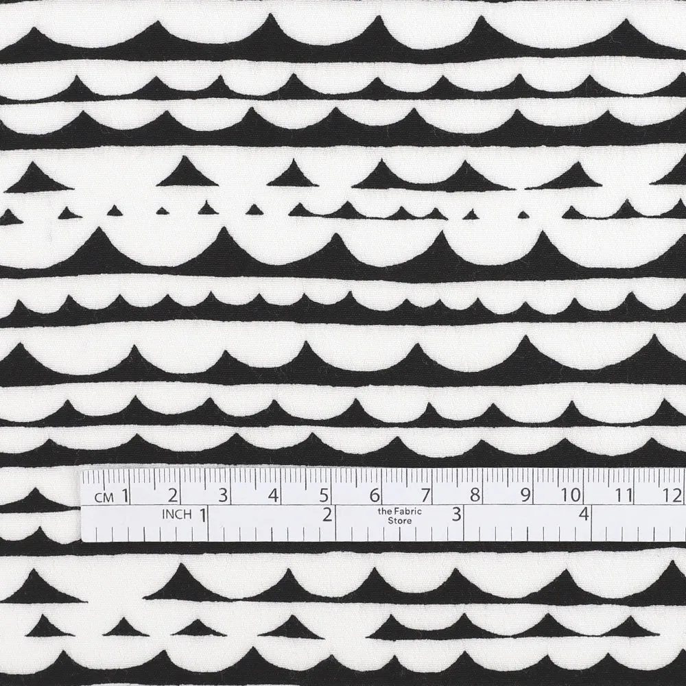 Pelta Stripe Viscose Crepe - Black / White