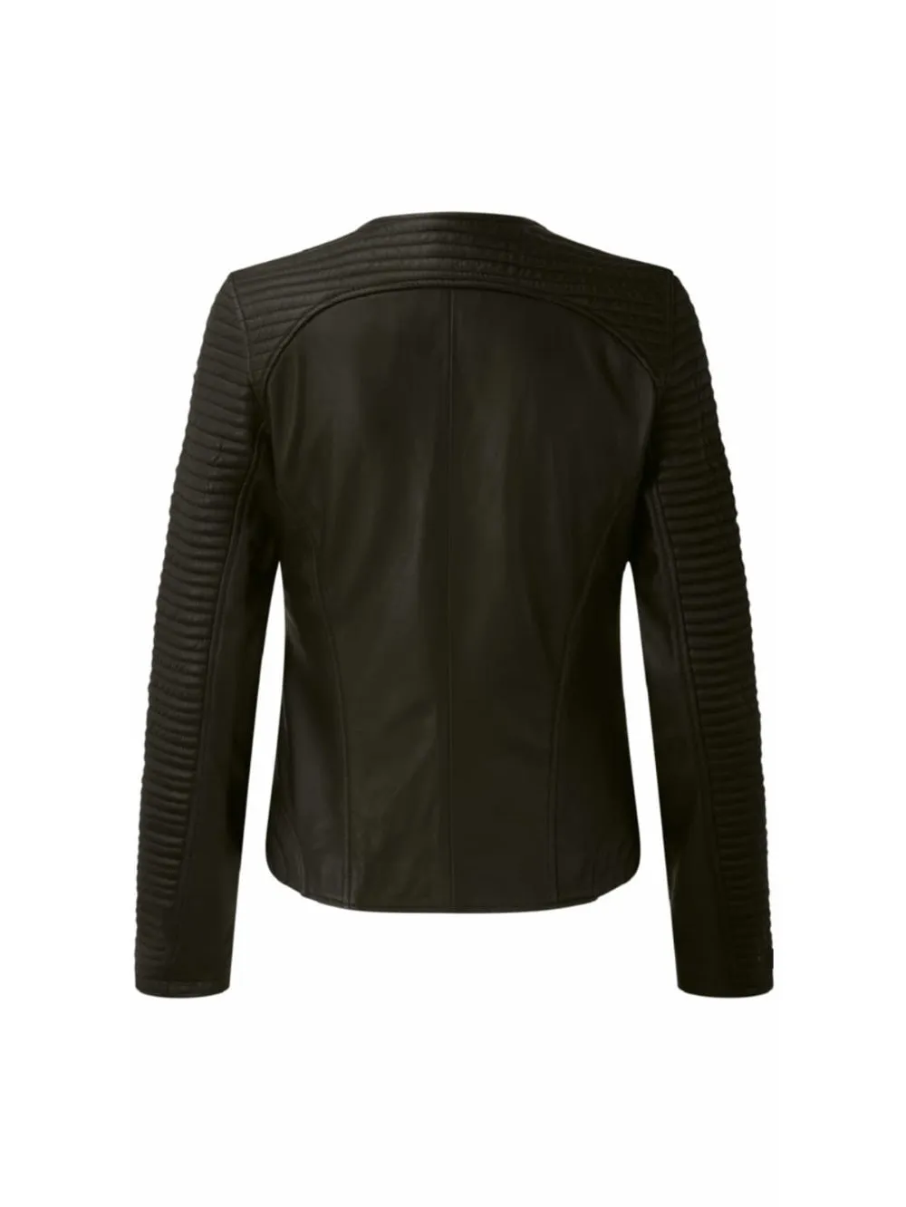 Peppy Collarless Leather Motorcycle Jacket