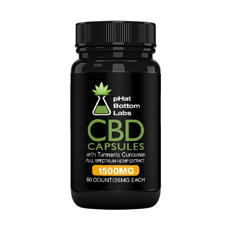pHat Bottom Labs - CBD Full Spectrum Capsules with Turmeric 1500mg 60 CT