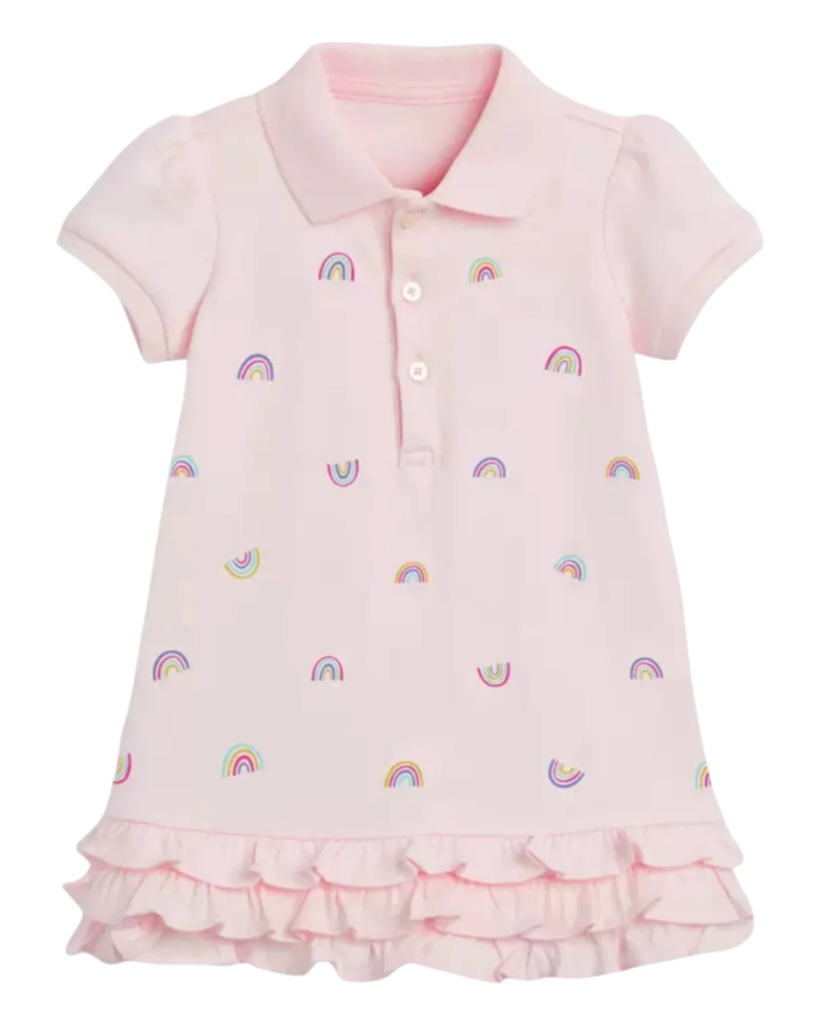 Pink Polo Dress with Ruffles