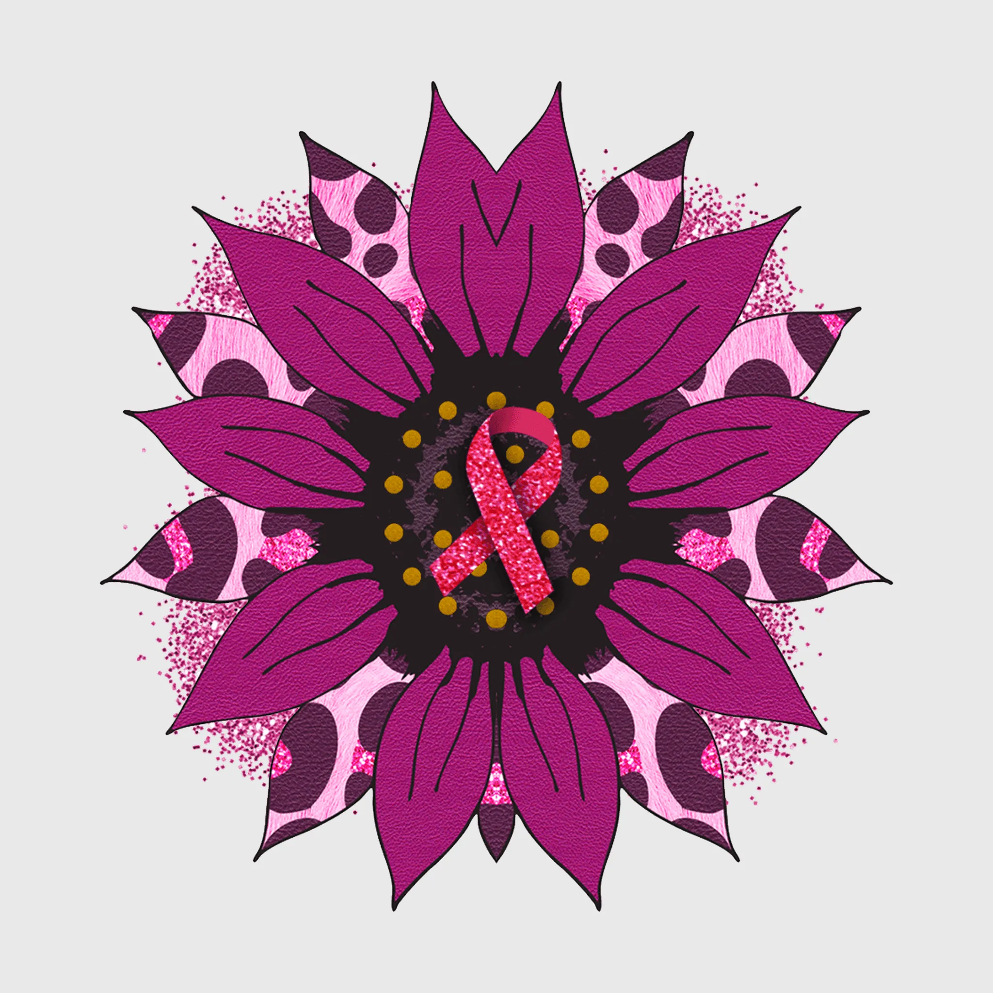 Pink Ribbon Flower Transfer