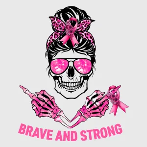 Pink Ribbon Skull With Glasses Transfer