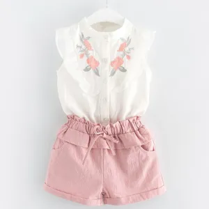 Pinky Ruffles Shirt and Pants Set