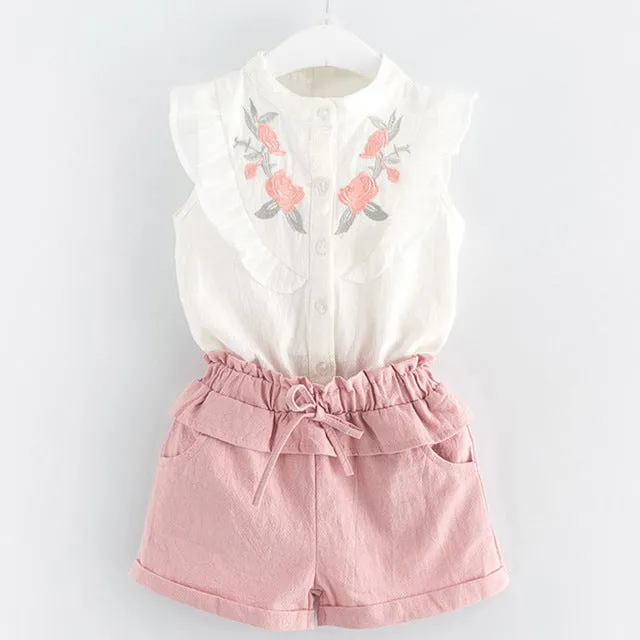 Pinky Ruffles Shirt and Pants Set