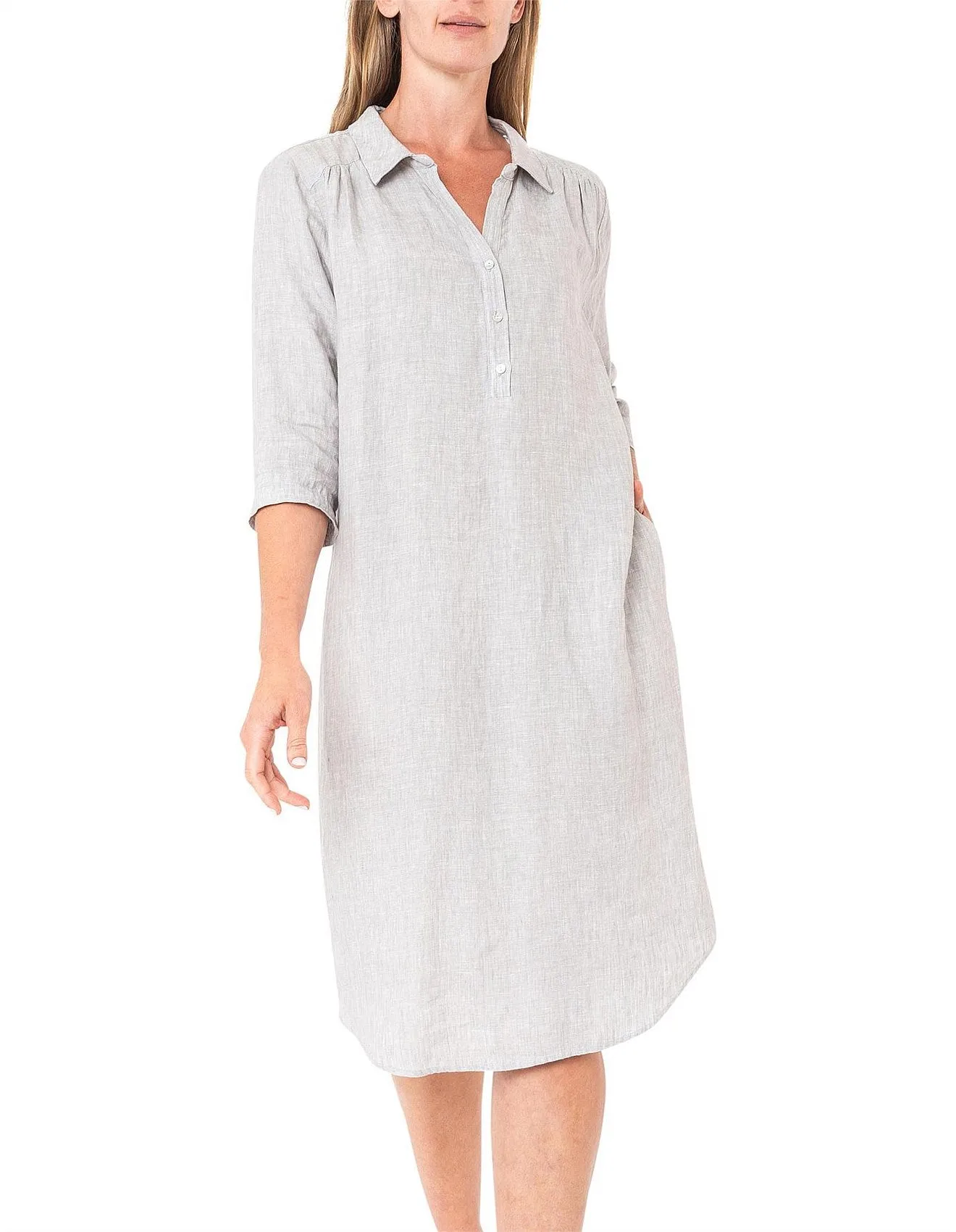 Placket Front Dress - Pewter