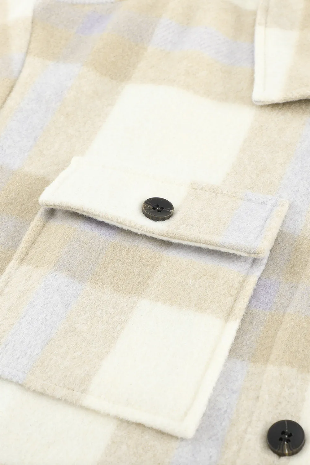 Plaid Print Pocket Women Shacket