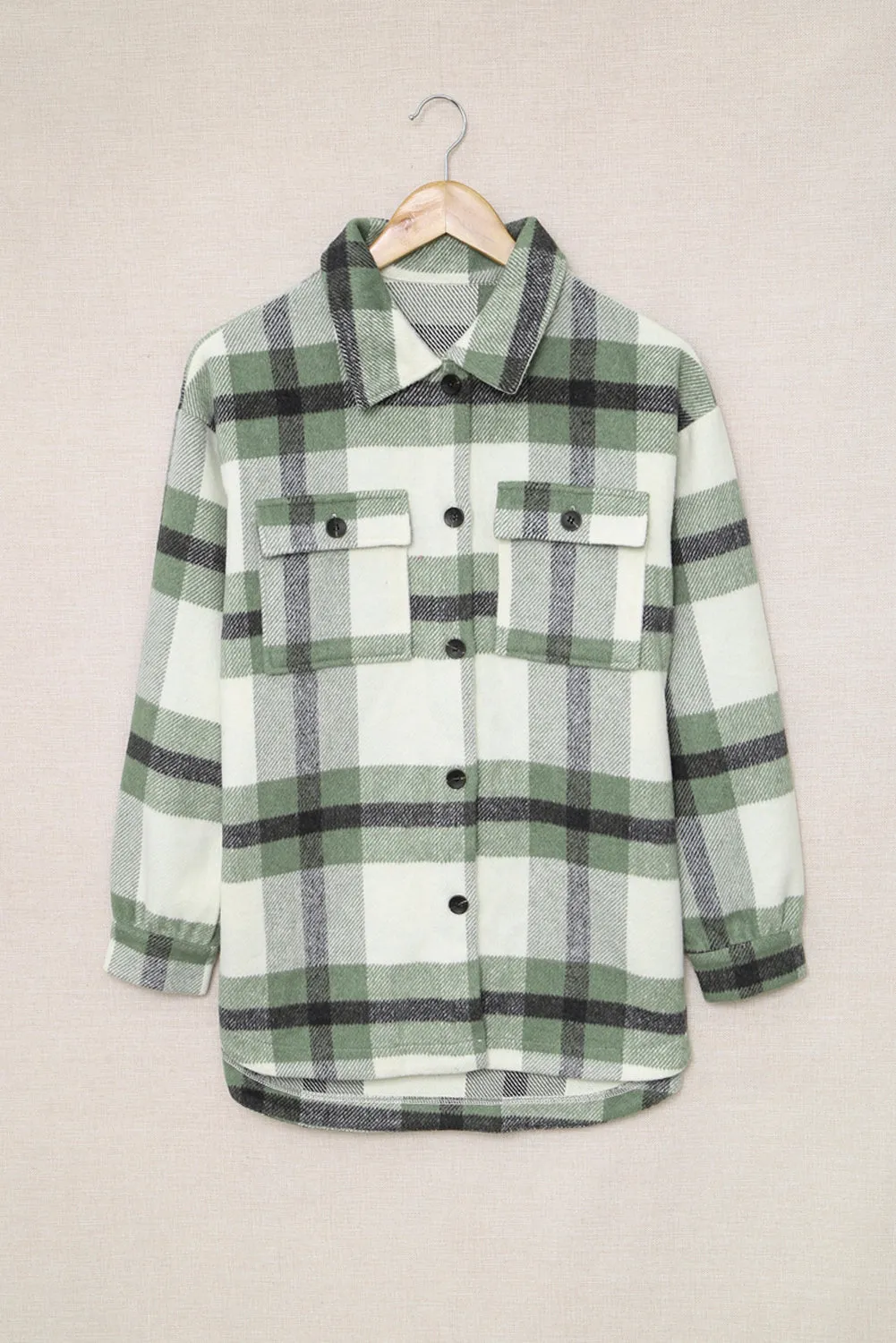 Plaid Print Pocket Women Shacket