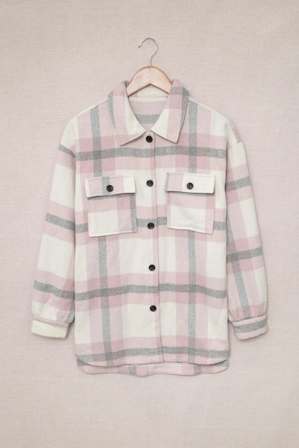 Plaid Print Pocket Women Shacket