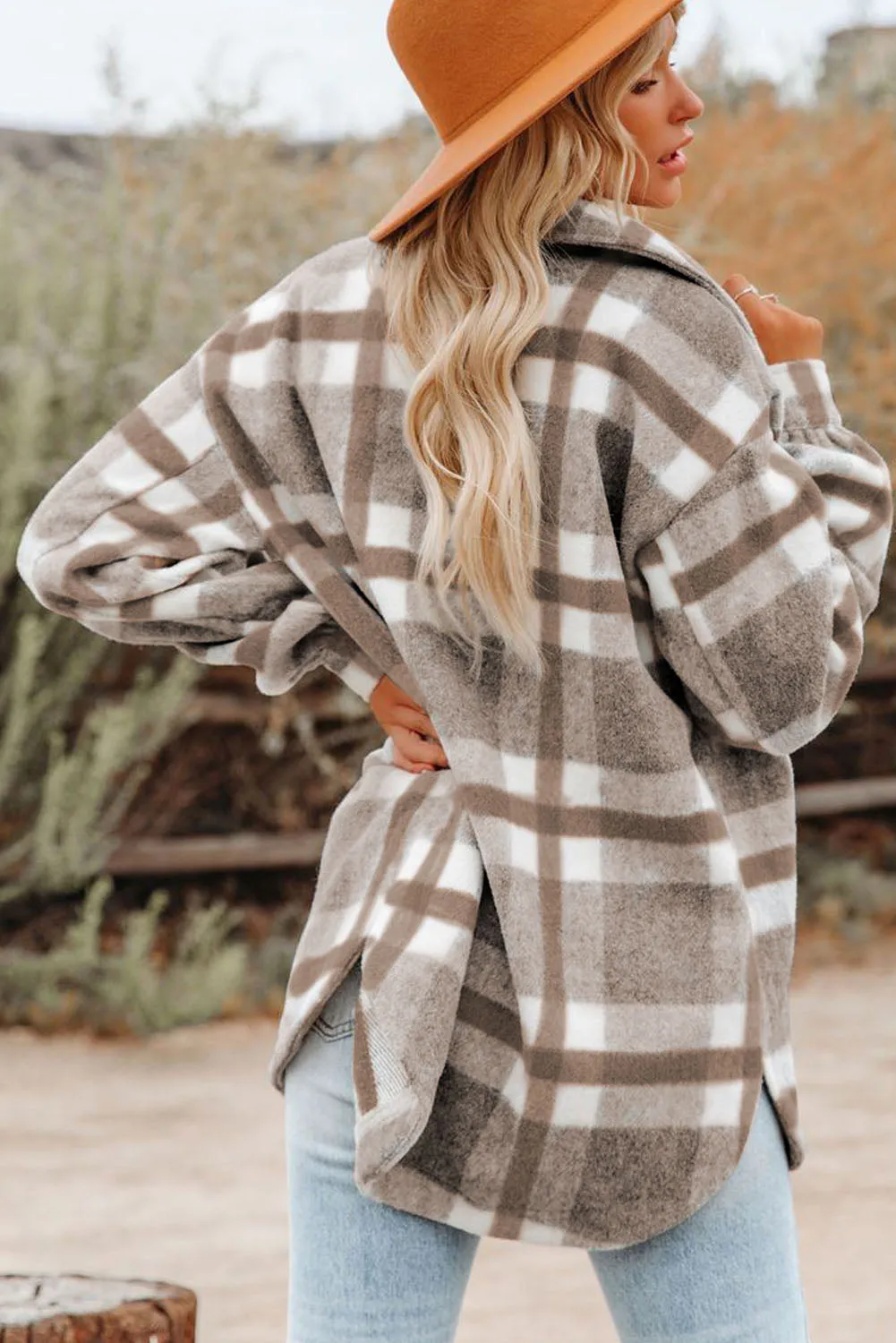 Plaid Print Pocket Women Shacket