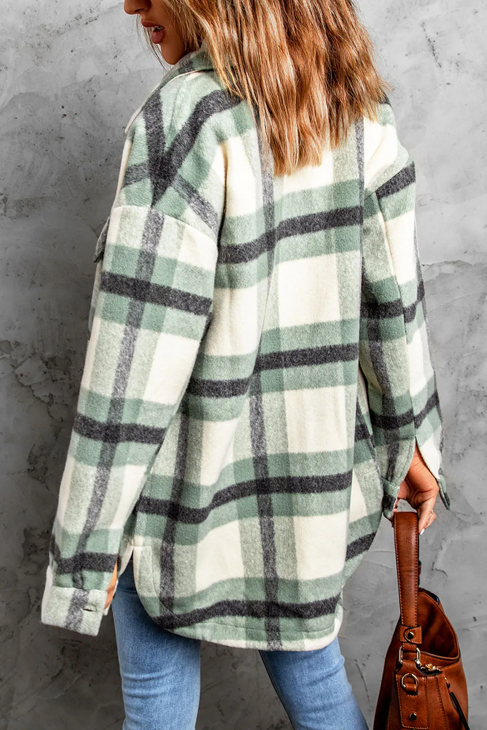Plaid Print Pocket Women Shacket