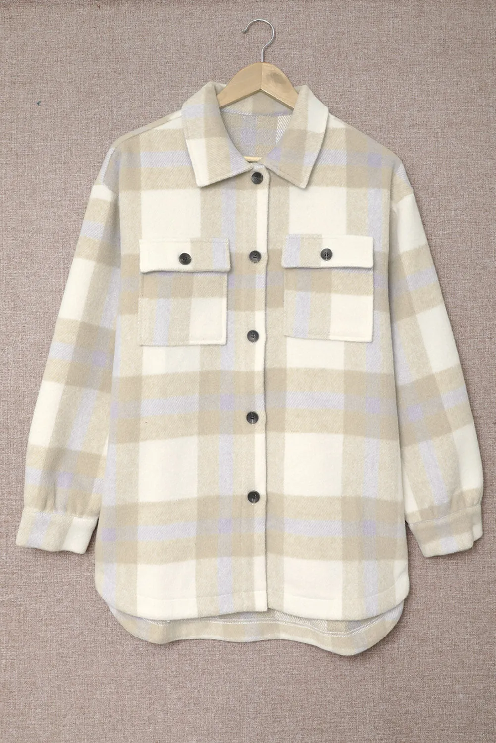 Plaid Print Pocket Women Shacket