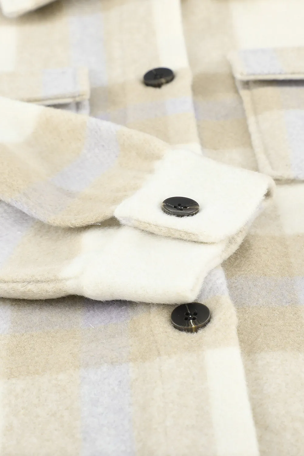 Plaid Print Pocket Women Shacket
