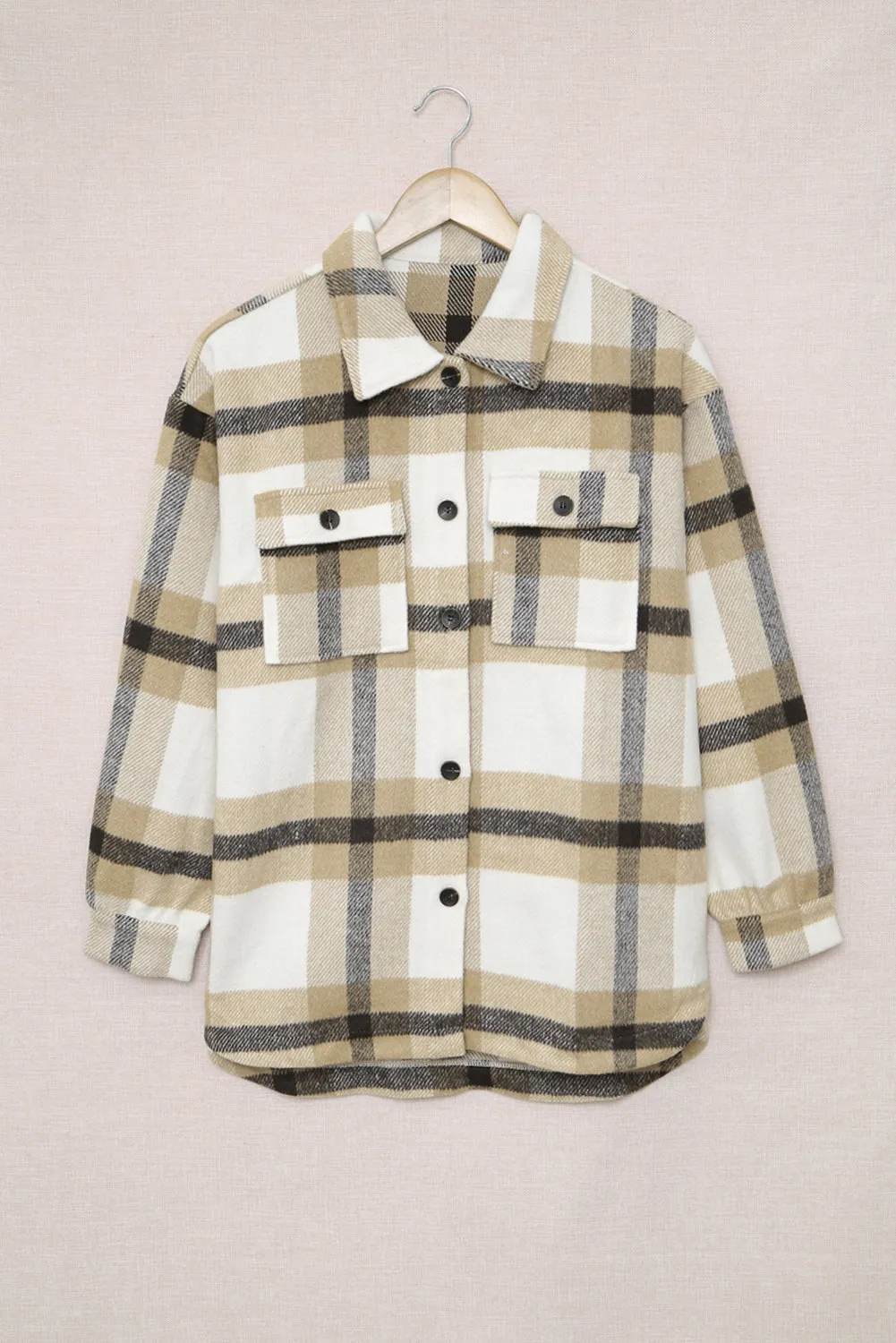Plaid Print Pocket Women Shacket