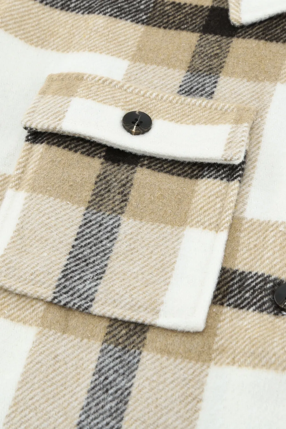 Plaid Print Pocket Women Shacket