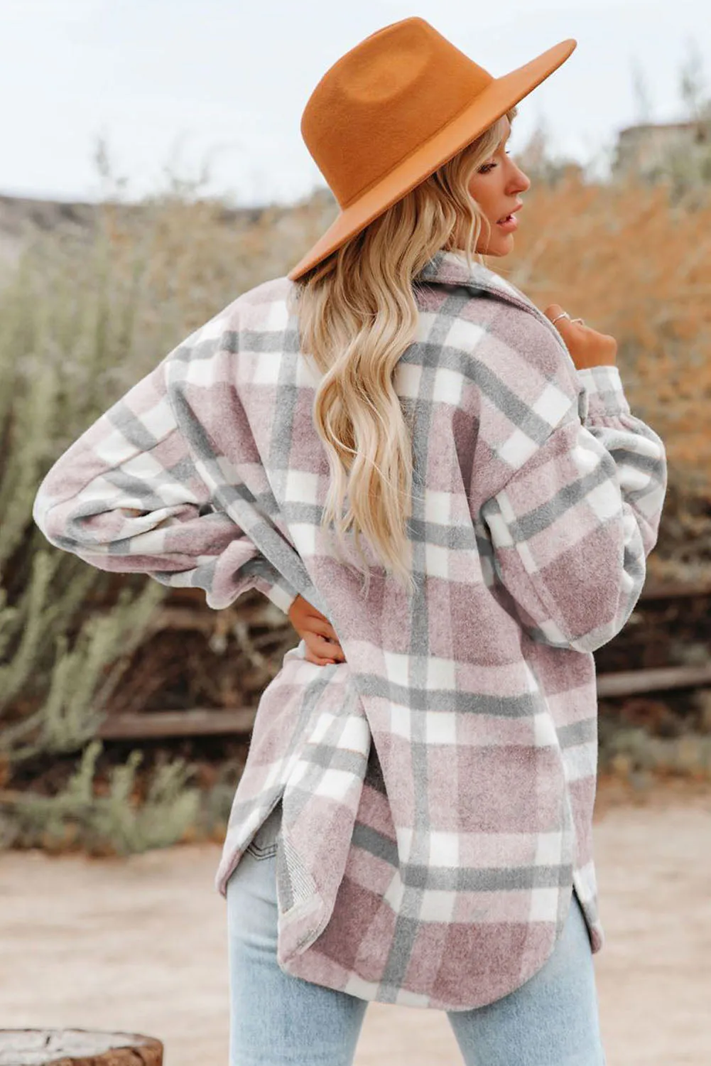 Plaid Print Pocket Women Shacket