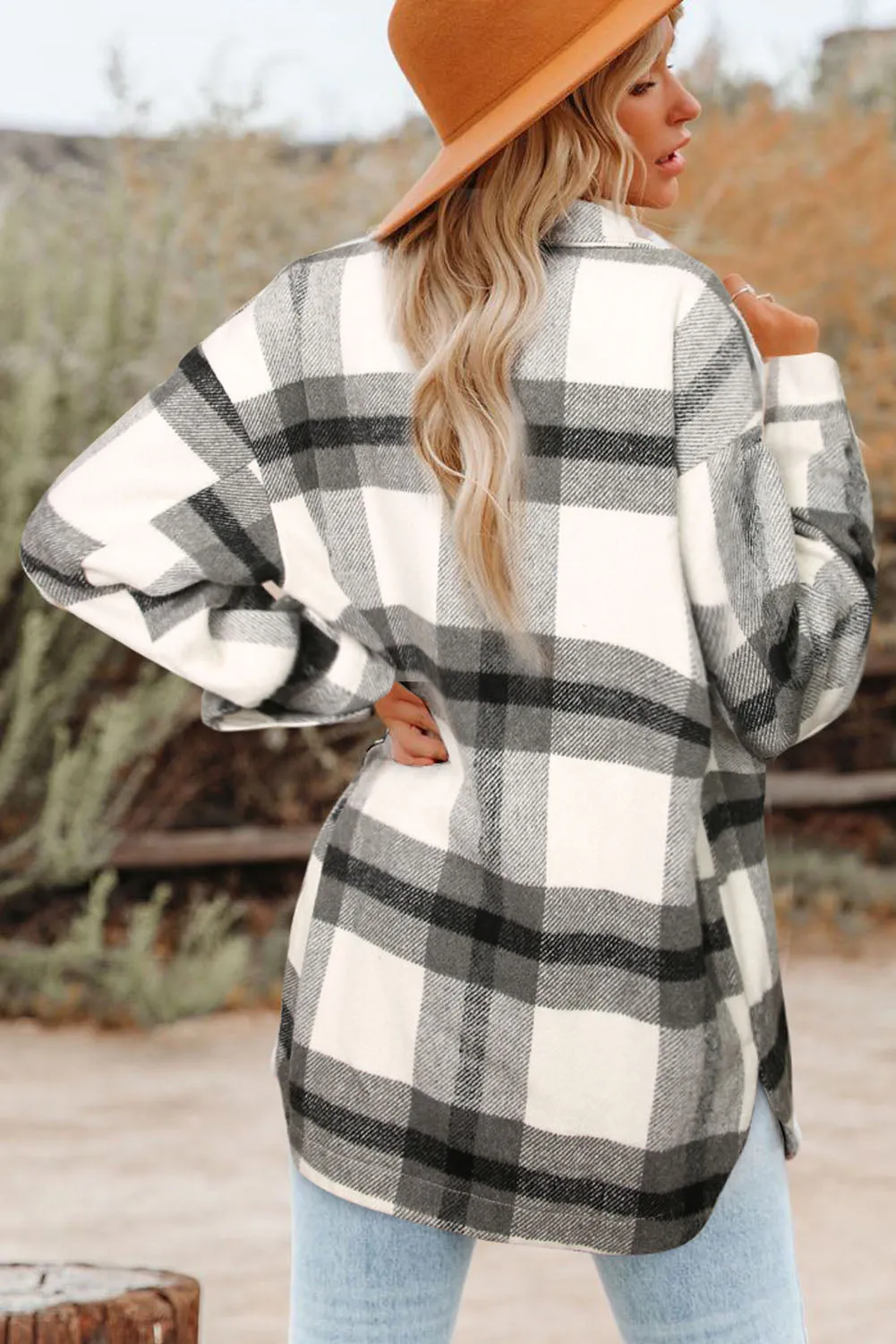 Plaid Print Pocket Women Shacket