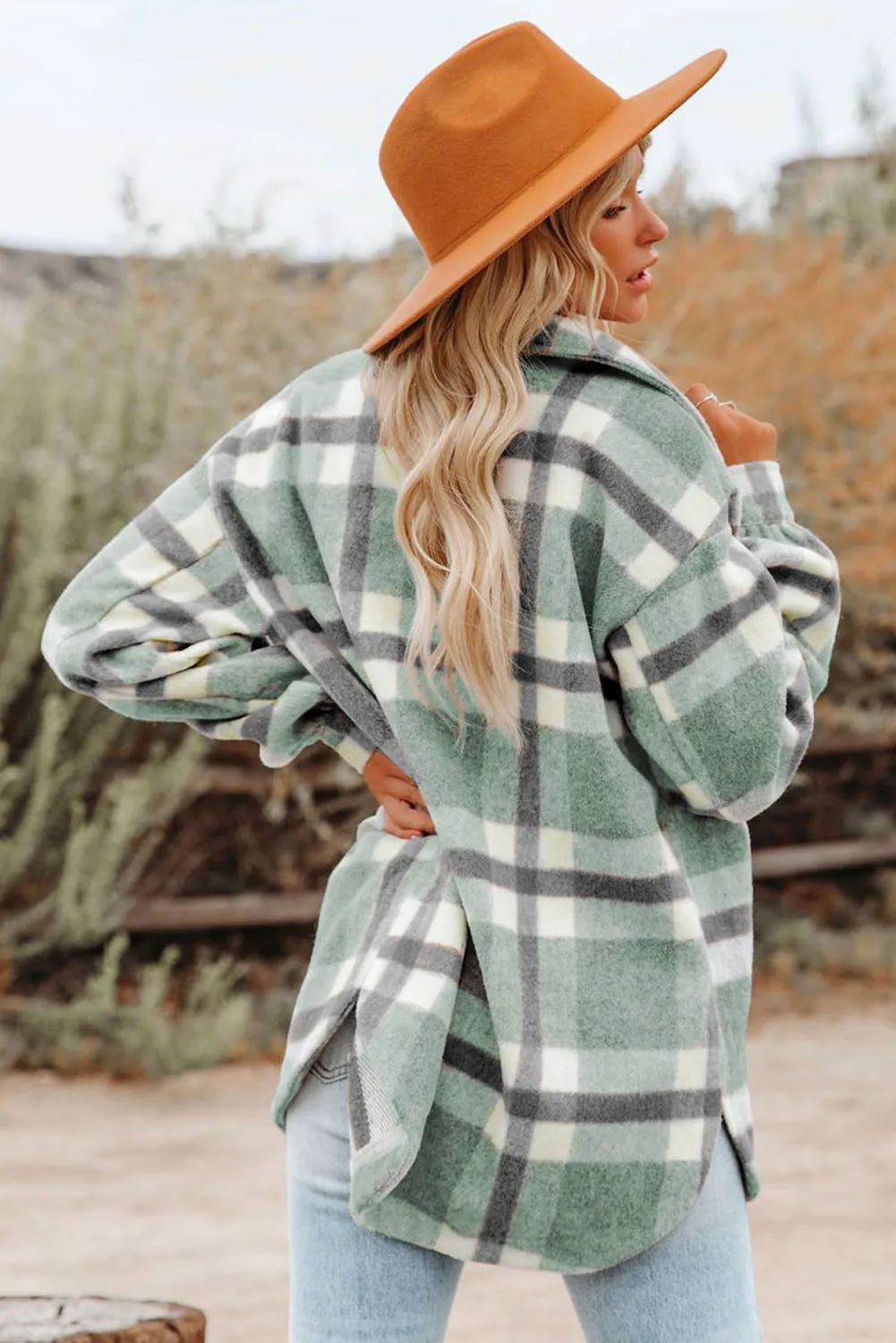 Plaid Print Pocket Women Shacket