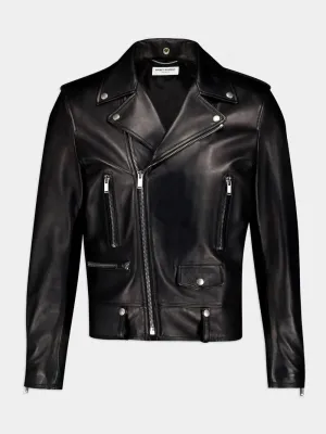 Plunged Lambskin Motorcycle Jacket
