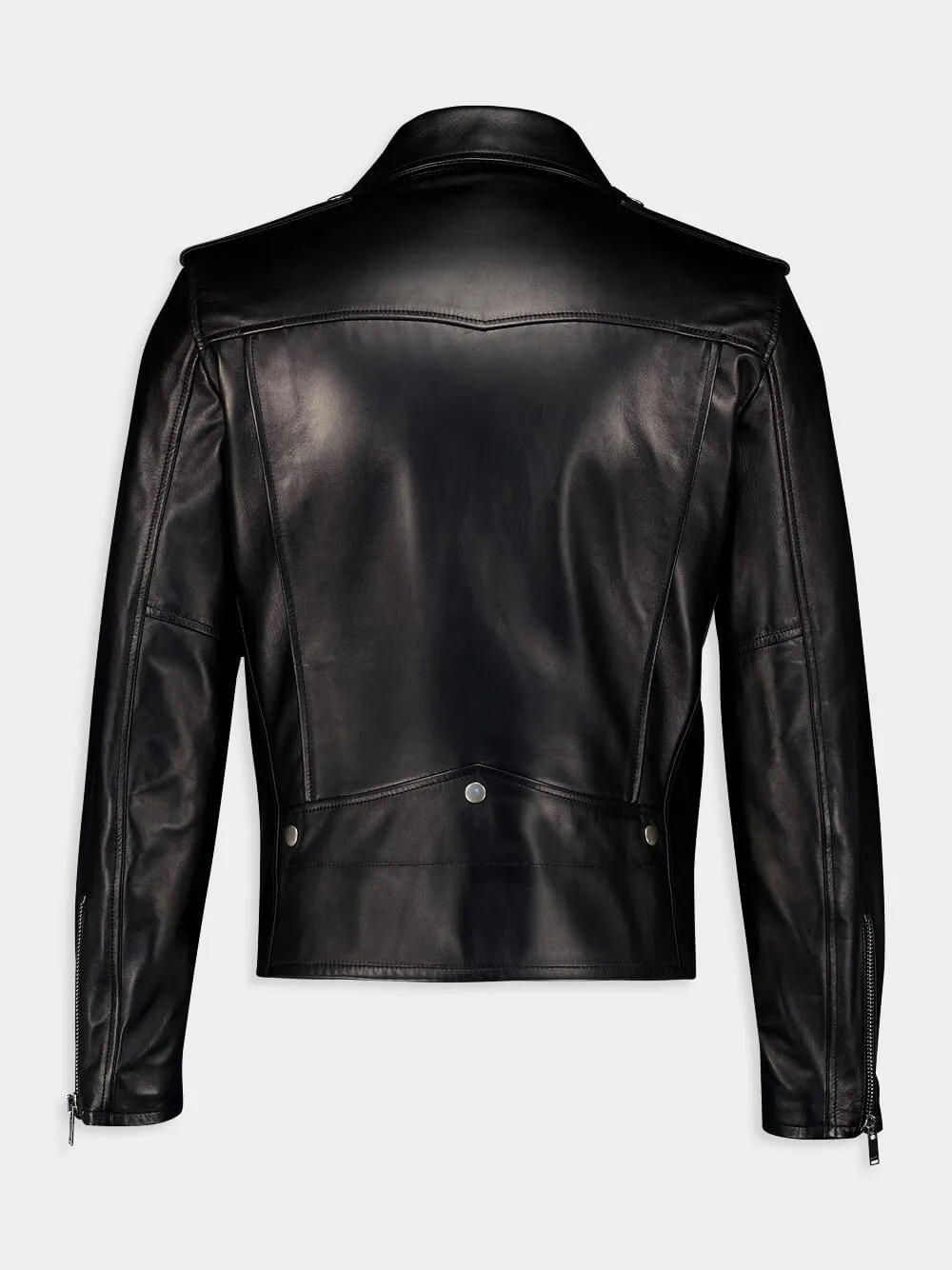 Plunged Lambskin Motorcycle Jacket
