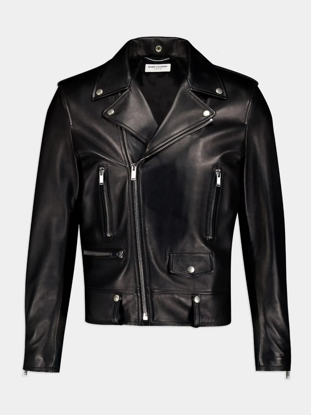 Plunged Lambskin Motorcycle Jacket