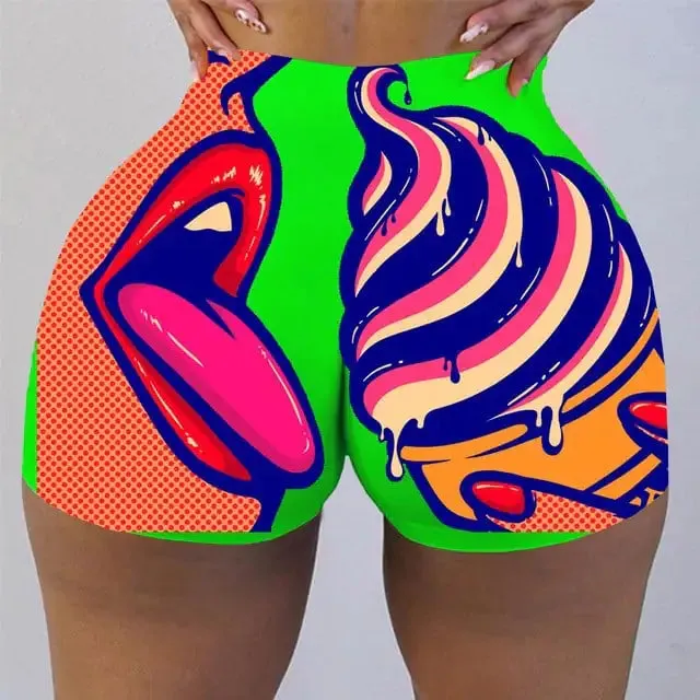 Plus Size Graphic Print Biker Shorts for Women