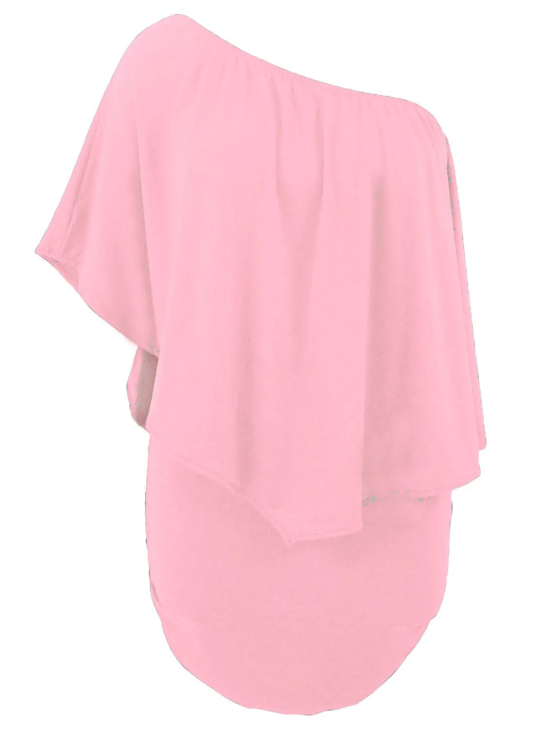 Plus Size Multiple Dressing Layered Pink Mini Poncho Dress