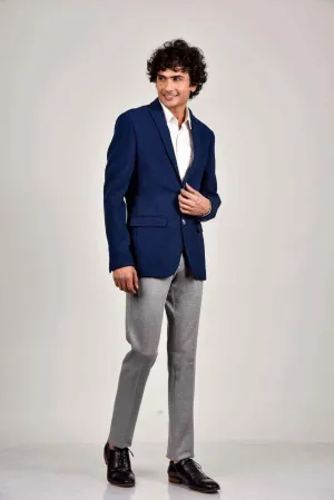 Plus Size of Navy Knitted Stretchable Blazer