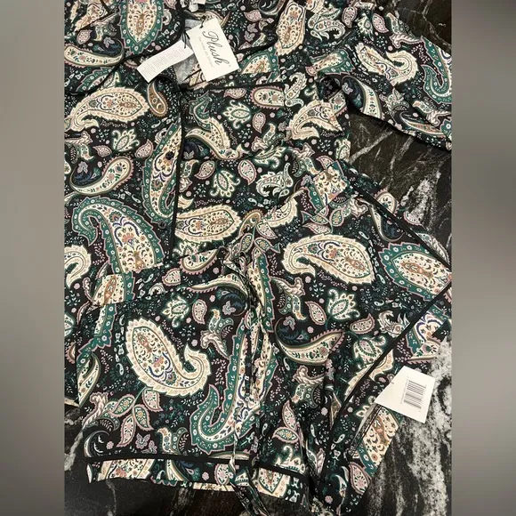 PLUSH Paisley Pajama Set With Eye Mask In Green Size XS