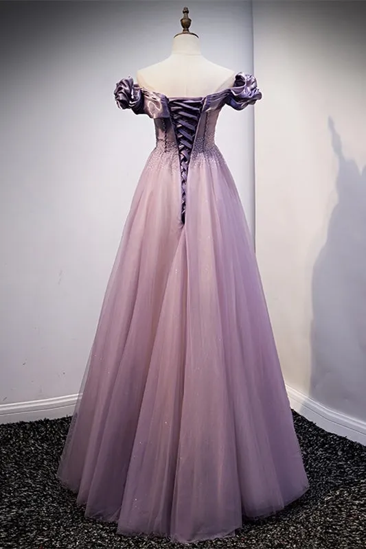 Princess Off the Shoulder Purple Long Party Dress