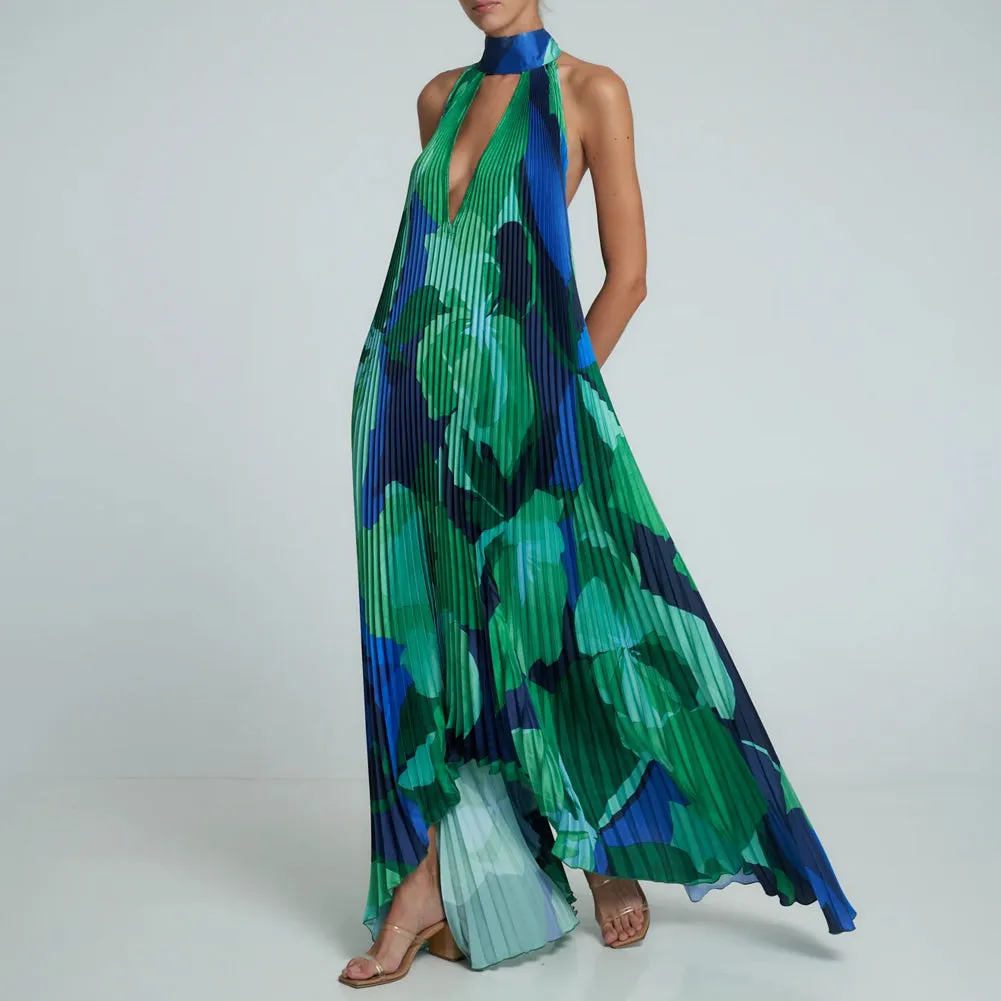 Printed Plisse Maxi Tent Dress