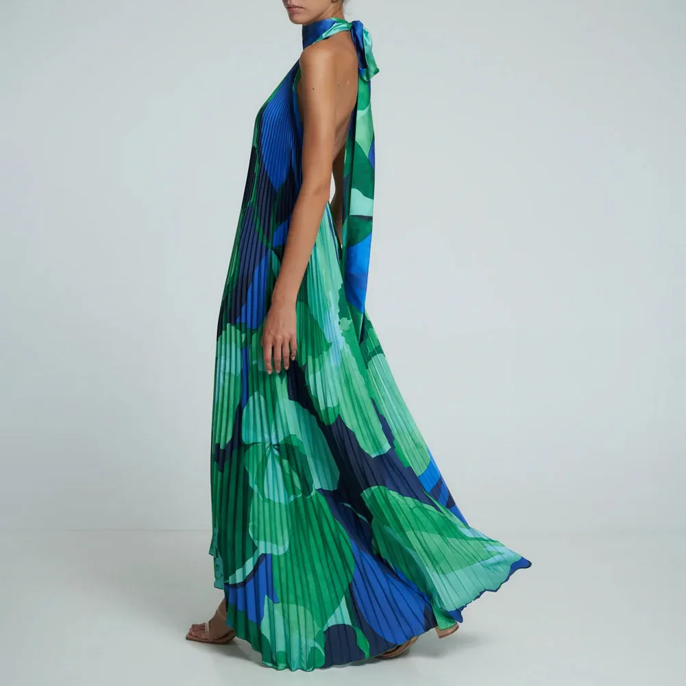 Printed Plisse Maxi Tent Dress