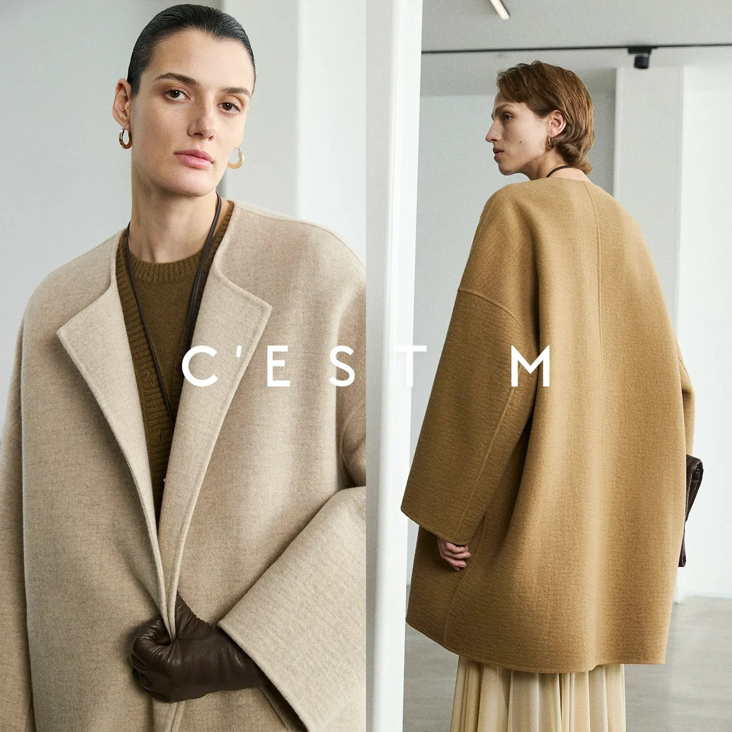 Quiet Luxury Cashmere Wool Tweed Coat