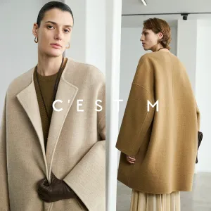 Quiet Luxury Cashmere Wool Tweed Coat