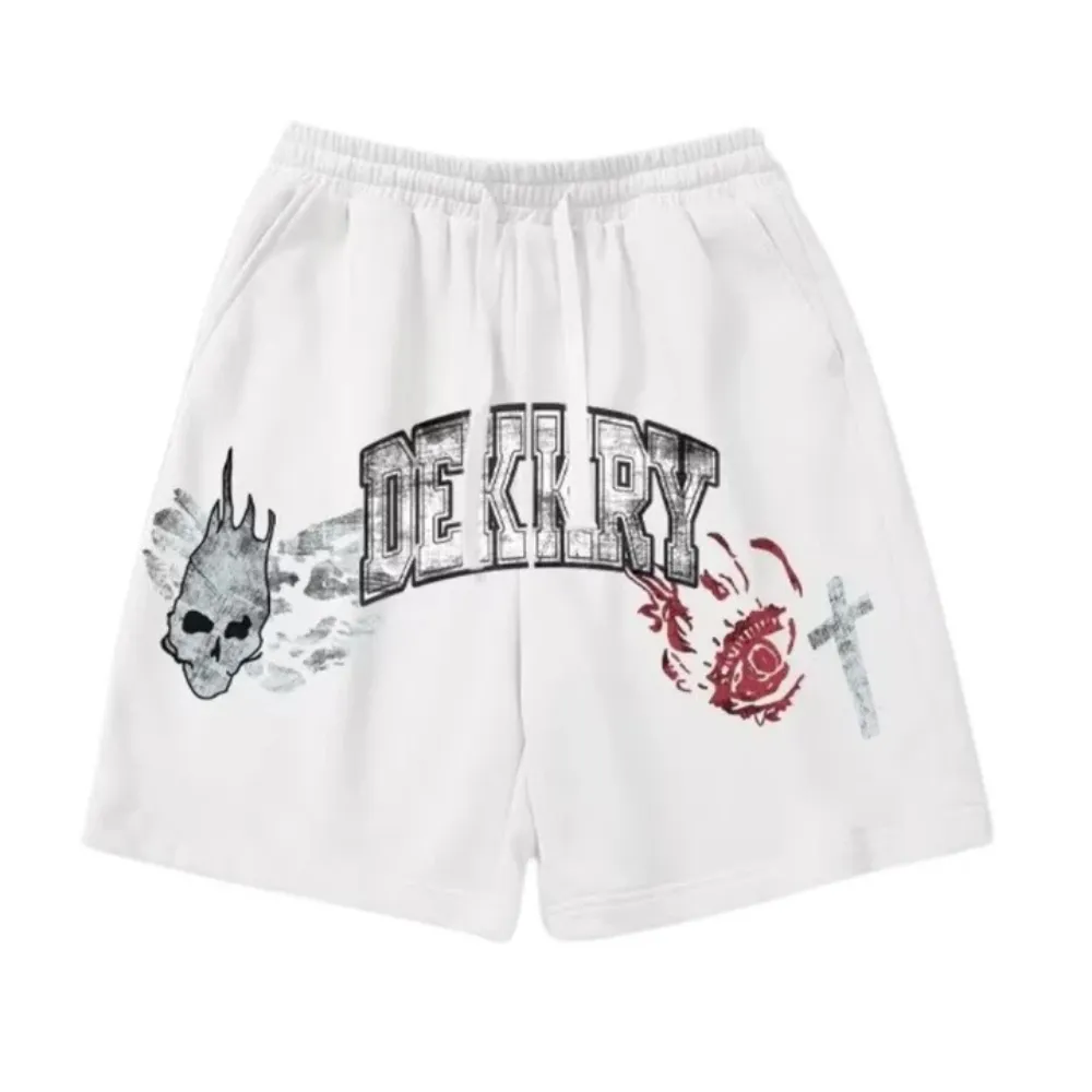 "Dark Skull Letter Print" Shorts