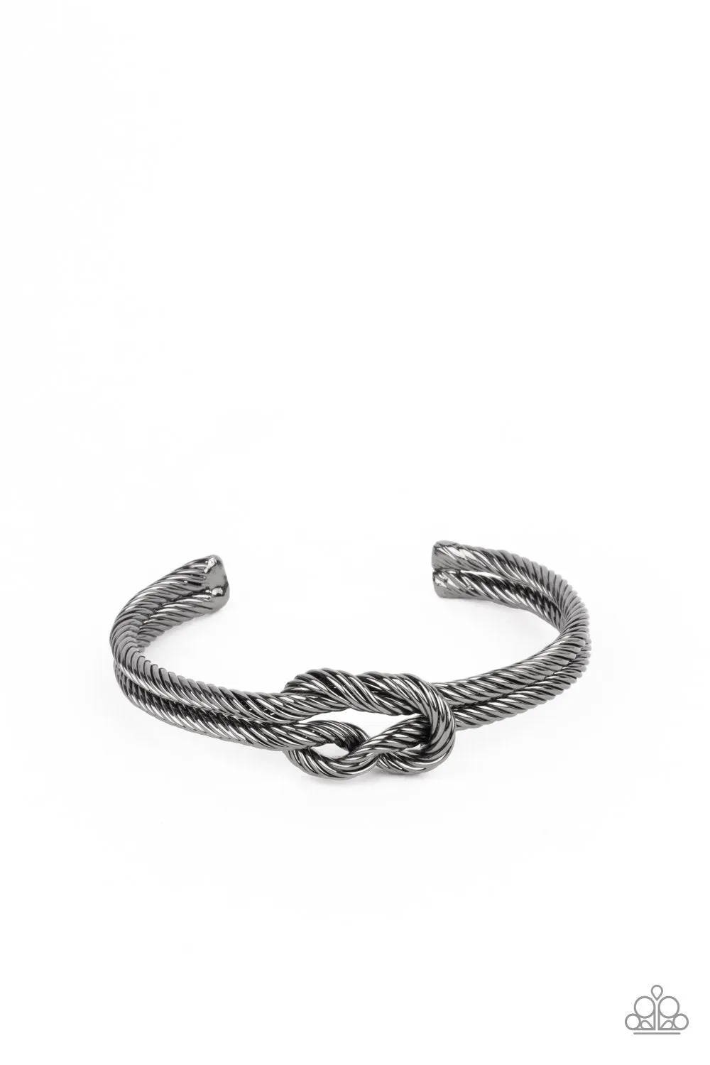 "Nautical Grunge" Men's Black Metal Unisex Knotted Cuff Bracelet