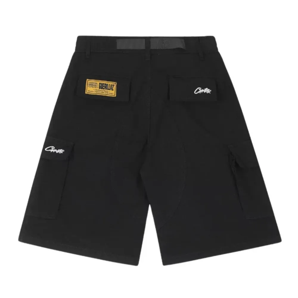 "Street Print Belted Side Button" Shorts