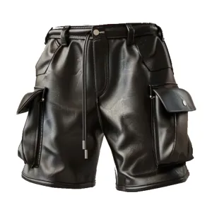 Real Leather Boxer Shorts, Black Leather Cargo Shorts