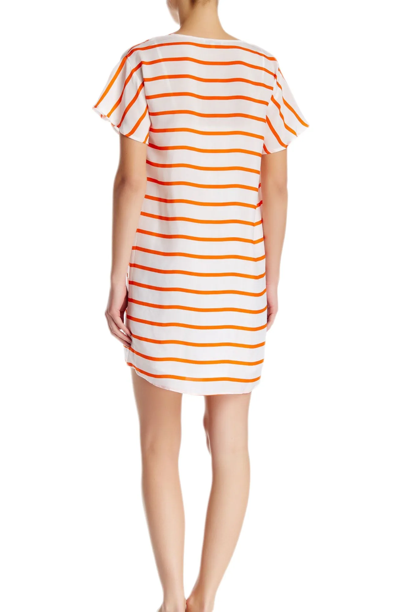 REBECCA MINKOFF Women's White & Persimmon Audrina Dress $298 NWT