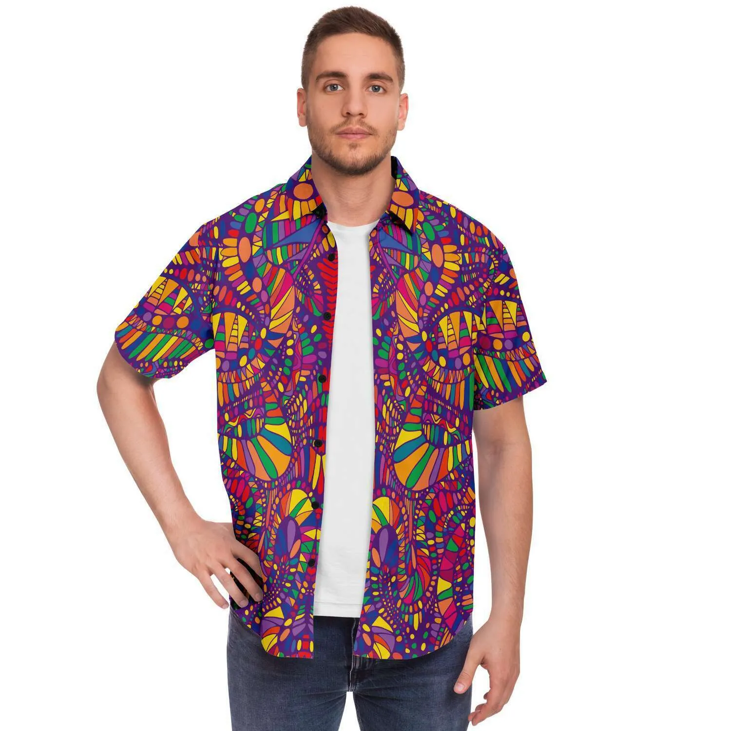 Red Trance Button Up Shirt