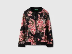 Regular Fit Collared Neck Floral Print Jackets