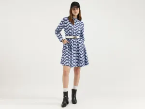 Regular Fit Ruffle Neck Printed Dresses